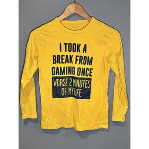 Set Of 4 Boys Place Long Sleeve Tops Size L 10-12 Cotton Yellow & White Graphic